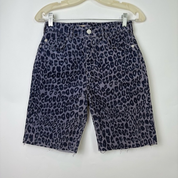 Pilcro Denim Corduroy Bermuda Short Blue Leopard - Picture 3 of 8